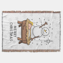 God jul Nativitet Baby Jesus Snögubbe Filt