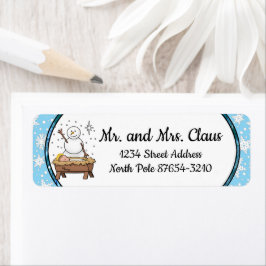 God jul Nativitet Baby Jesus Snögubbe Returadress Etikett