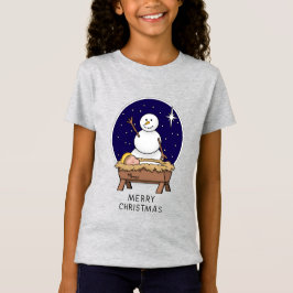 God jul Nativitet Baby Jesus Snögubbe T Shirt
