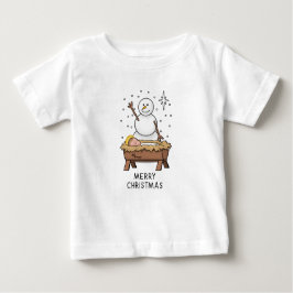 God jul Nativitet Baby Jesus Snögubbe T Shirt