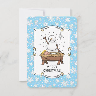 God jul Nativitet Baby Jesus Snögubbe Tack Kort