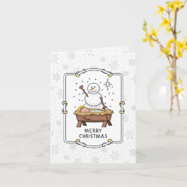 God jul Nativity Baby Jesus Snöman Kort