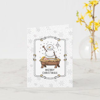 God jul Nativity Baby Jesus Snöman Kort