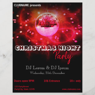 God jul Natten Disco Boll Party Flyer
