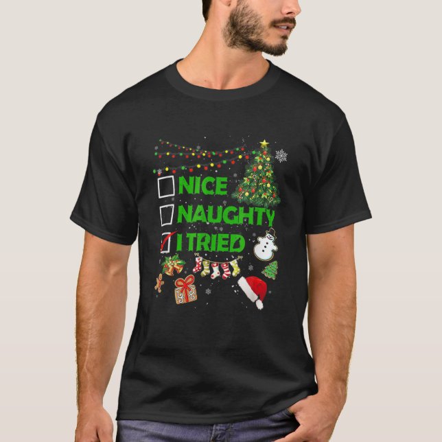 God jul Naughn jag testade Julafton Träd Light Paj T Shirt (Framsida)