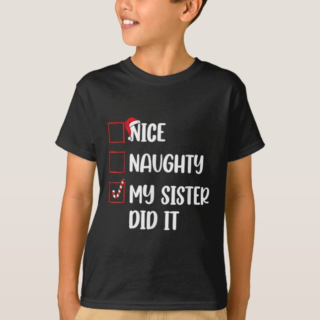 God jul Naughn Sister gjorde det Julafton-familjen T Shirt (Framsida)