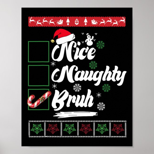 God jul, Naughty Bruh Candy cane Julafton Kvinnor Poster (Framsidan)