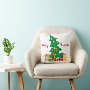 God jul, Naughty Cat, Funny, Humor Kudde