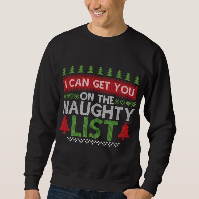 God jul Naughty List Ugly jul Sweater Lång Ärmad Tröja (Framsida)