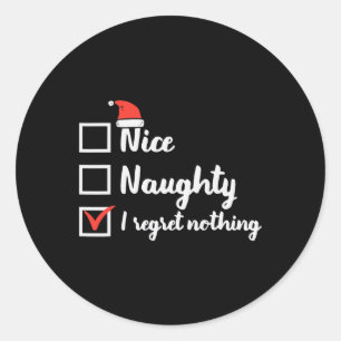 God jul Naughty Regnret Inget Julafton Kvinnor M Runt Klistermärke