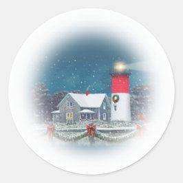 God jul Nauset Lighthouse Sticker Runt Klistermärke