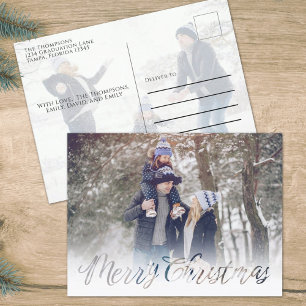 God jul Navy Blue Snowflake Winter 2 Photo Helg Vykort