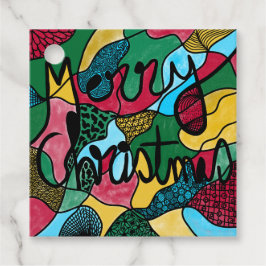 GOD JUL NEUROGRAFISK OCH SVART LINJE GÅVOR ETIKETTER