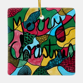 GOD JUL NEUROGRAFISK OCH SVART LINJE JULGRANSPRYDNAD KERAMIK