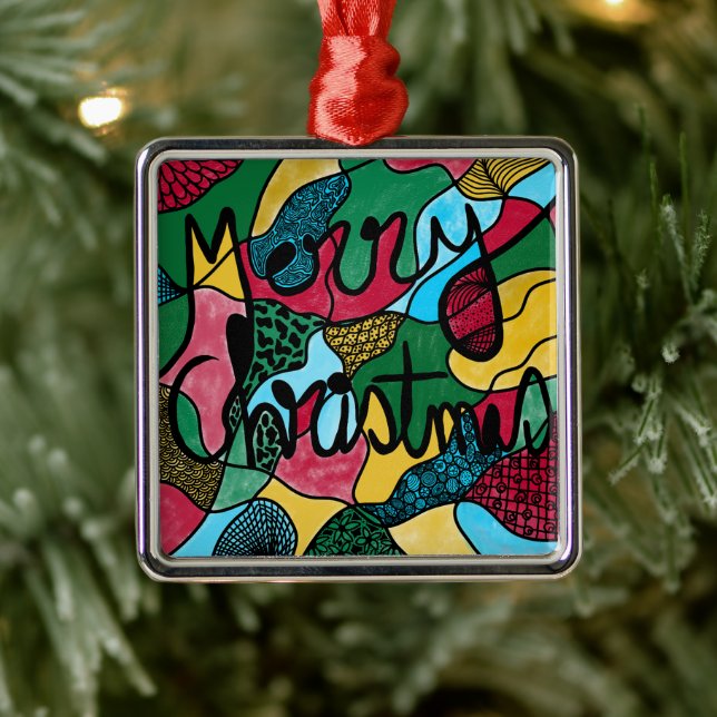 GOD JUL NEUROGRAFISK OCH SVART LINJE JULGRANSPRYDNAD METALL (Träd)