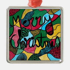 GOD JUL NEUROGRAFISK OCH SVART LINJE JULGRANSPRYDNAD METALL