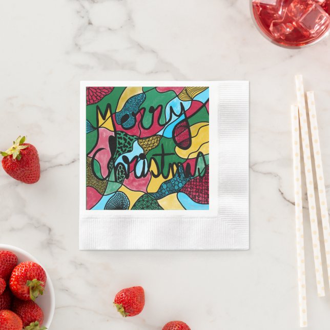 GOD JUL NEUROGRAFISK OCH SVART LINJE PAPPERSSERVETT (Insitu)