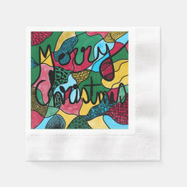 GOD JUL NEUROGRAFISK OCH SVART LINJE PAPPERSSERVETT