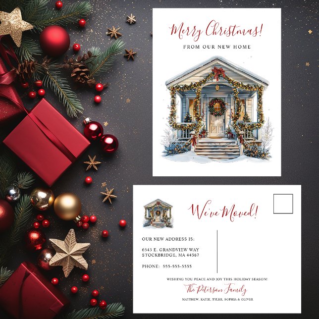 God jul New Home Front Flytta Meddelande Vykort (Skapare uppladdad)