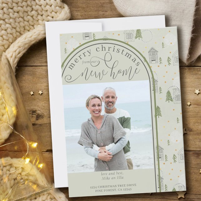 God jul New Home Photo Gräs Village Flytta Meddelande (Skapare uppladdad)