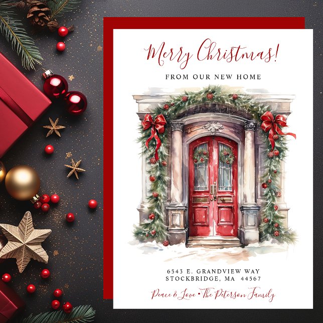 God jul New Home Red Door Flytta Meddelande (Skapare uppladdad)
