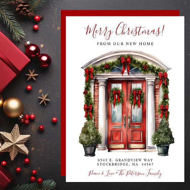 God jul New Home Red Door Flytta Meddelande (Skapare uppladdad)