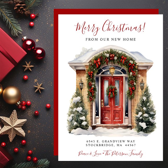 God jul New Home Red Door Flytta Meddelande (Skapare uppladdad)
