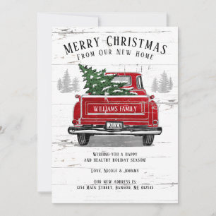 God jul New Home Vintage Red Lastbil Flytta Meddelande