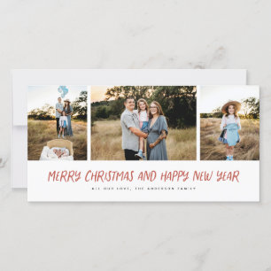 God jul New Year Modern 3 Photo Collage Ho Julkort
