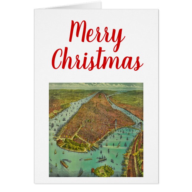 God Jul, New York City Karta Hälsningskort (Framsidan)