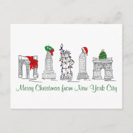 God jul New York City NYC Julafton Pen och Bläck Helg Vykort