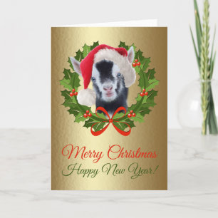 God jul Newborn Nigerian Goat Kid Painting Helgkort