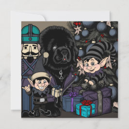 God jul Newfoundland Puppy Hund Julkort