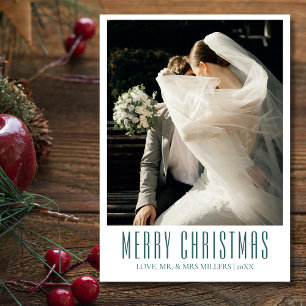 God jul Newlyed Photo Transformative Teal Julkort