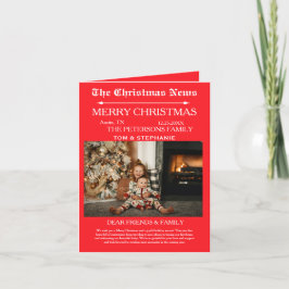 God jul Newspaper Family Photo Helgkort