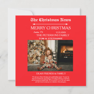 God jul Newspaper Family Photo Julkort