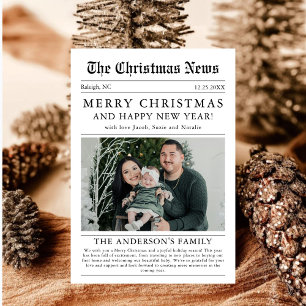 God jul Newspaper Family Photo Julkort