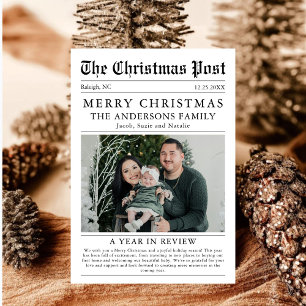 God jul Newspaper Family Photo Julkort