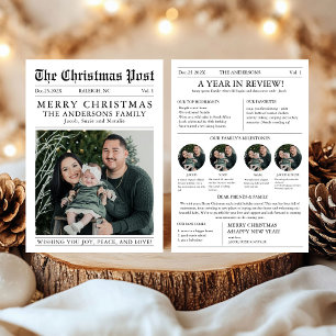 God jul Newspaper Family Photo Julkort