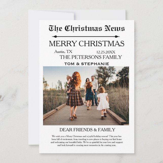 God jul Newspaper Family Photo Julkort (Framsida)