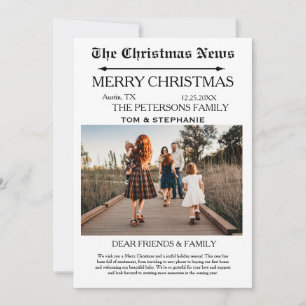 God jul Newspaper Family Photo Julkort
