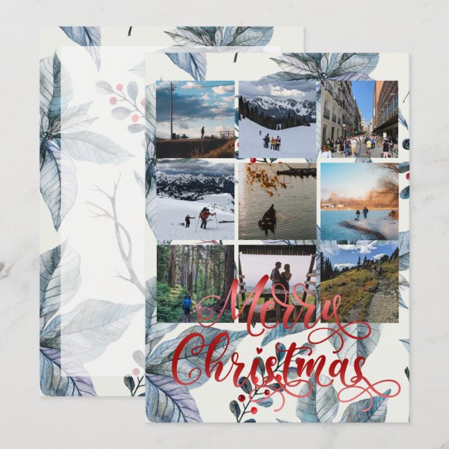 God jul Nine Photo Colleting Greeting Card (Fram/baksida)
