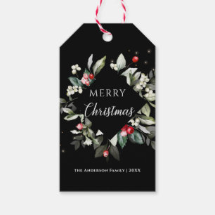 God jul Noel Holly Berries Gift Märkres Presentetikett