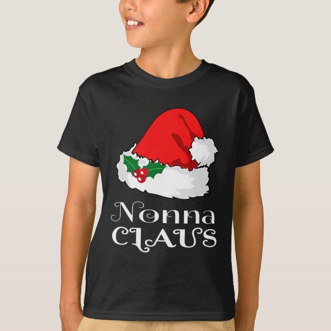 God jul Nonna Claus Matching Pajama Santa Hat X- T Shirt (Framsida)
