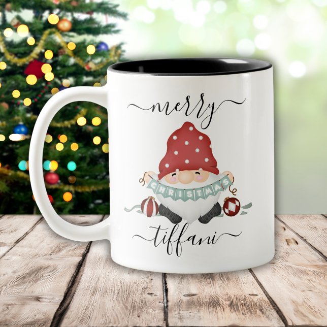 God jul Nordic Gnome Anpassade Två-Tonad Mugg (Skapare uppladdad)