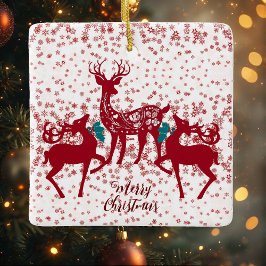 God jul Nordic Reindeer Snöflingor Scandia Julgransprydnad Keramik