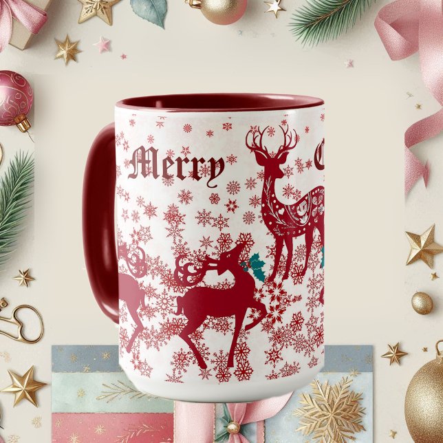 God jul Nordic Snöflingor Scandia Reindeer Mugg (Nordic Animals Snowflakes Scandia Reindeer Mug)