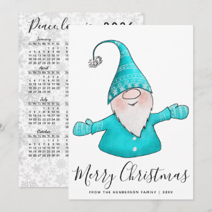 God Jul Nordisk Tomte Teal 2026 Kalender Julkort