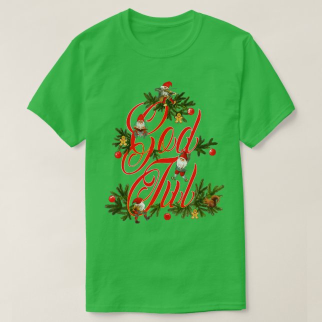 God Jul Norge Elves Julenisse T Shirt (Design framsida)