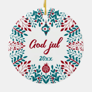 God jul, Norska julen Hälsning Julgransprydnad Keramik